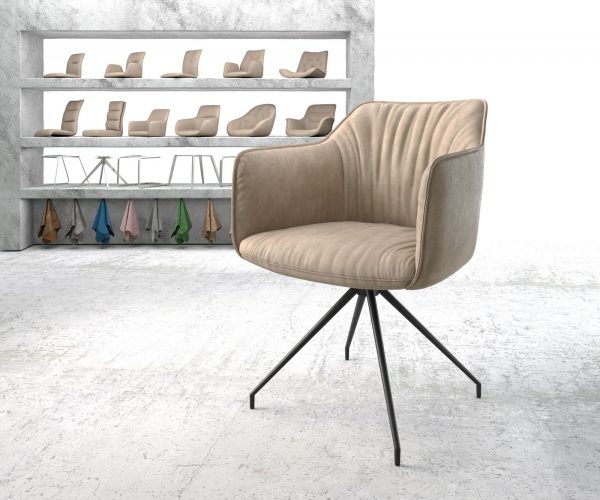 Otočná židle Elda-Flex s područkami Béžová Vintage Cross Rám Conical Černá
