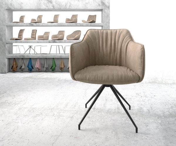Otočná židle Elda-Flex s područkami Béžová Vintage Cross Rám Conical Černá - Image 2