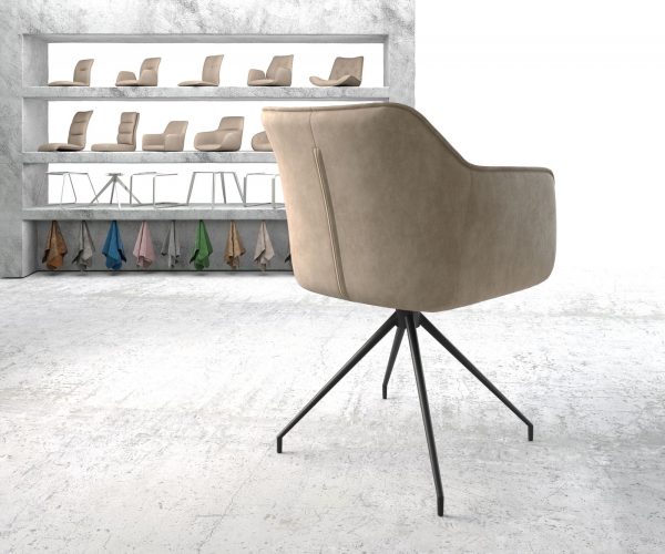Otočná židle Elda-Flex s područkami Béžová Vintage Cross Rám Conical Černá - Image 3