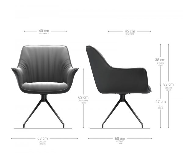 Otočná stolička Keila-Flex s podrúčkami taupe vintage krížová základňa zúžená z nerezovej ocele - Image 5