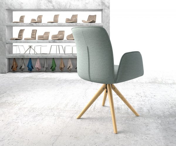 Otočná židle Vinja-Flex s područkami Pruhy Mátový dřevěný rám Kuželovitý 180° otočný rám - Image 3