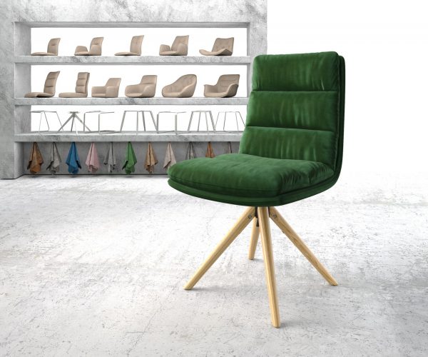 Otočná židle Abelia-Flex Velvet Green Dřevěný rám kónický 180° otočný
