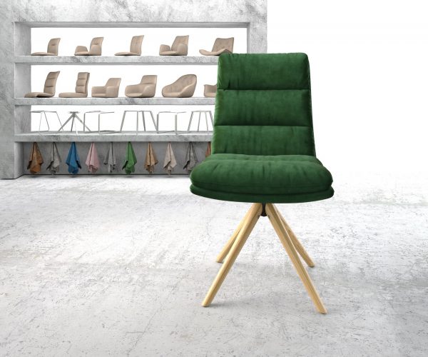 Otočná židle Abelia-Flex Velvet Green Dřevěný rám kónický 180° otočný - Image 2