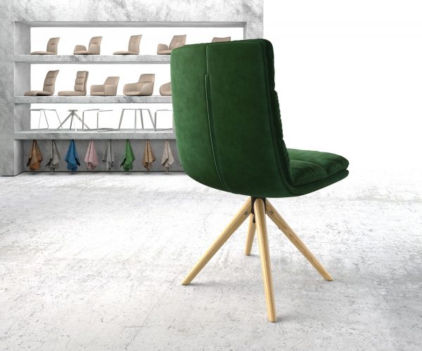 Otočná židle Abelia-Flex Velvet Green Dřevěný rám kónický 180° otočný - Image 3