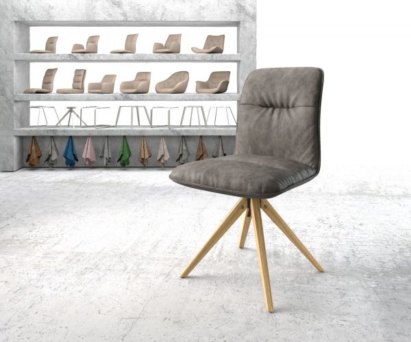 Otočná židle Vinjo-Flex Anthracite Vintage z mikrovlákna Dřevěný rám hranatý
