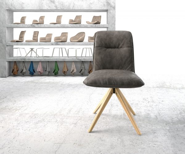 Otočná židle Vinjo-Flex Anthracite Vintage z mikrovlákna Dřevěný rám hranatý - Image 2