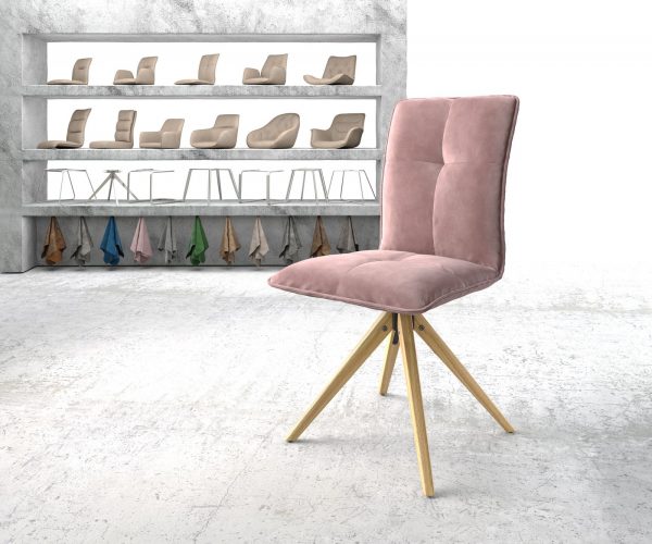 Otočná židle Maddy-Flex Velvet Rosé Dřevěný rám úhlový 180° otočný