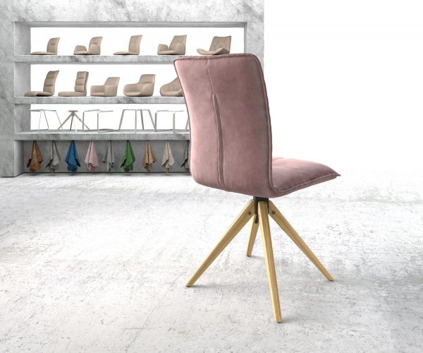 Otočná židle Maddy-Flex Velvet Rosé Dřevěný rám úhlový 180° otočný - Image 3