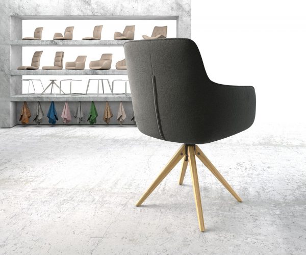 Otočná židle Pejo-Flex Anthracite Textured Fabric Dřevěný rám hranatý - Image 3