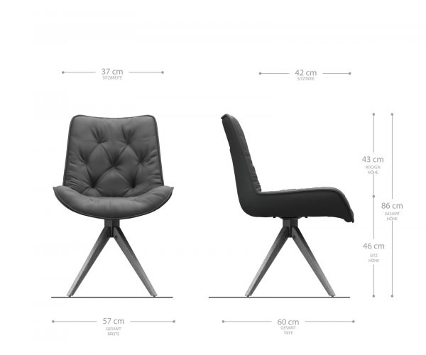 Otočná stolička Taimi-Flex šedá vintage z mikrovlákna s drevenou základňou - Image 5