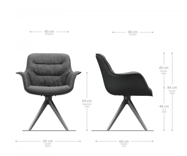 Otočná stolička Kaira-Flex antracit vintage z mikrovlákna s drevenou základňou - Image 4