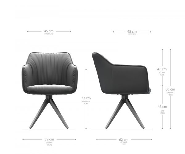 Otočná židle Elda-Flex Texturovaná tkanina Antracit Dřevěný rám úhlový 180° otočný - Image 5