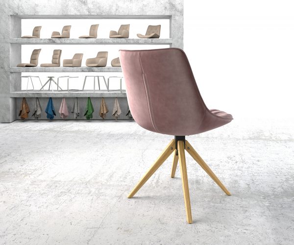 Otočná židle Elda-Flex Velvet Rosé Dřevěný rám úhlový 180° otočný - Image 3