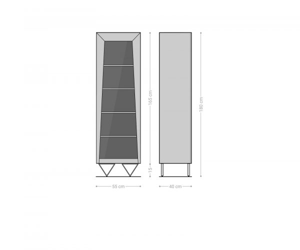 Vitrína Kayu 55x180 cm prírodná agátová vitrína 1-dverová v tvare V - Image 8