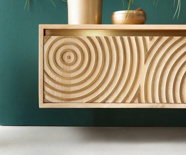 TV stolík Budaya mango prírodný 220 cm 4 dvierka závesné - Image 8