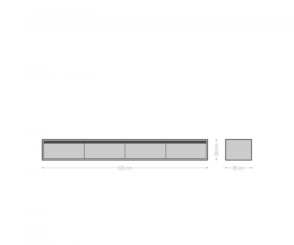 TV stolík Budaya mango prírodný 220 cm 4 dvierka závesné - Image 9