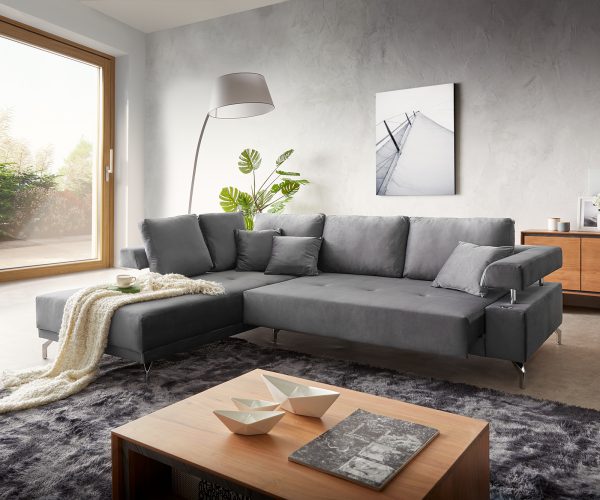 Obývací prostor Bria 270x220 cm Velvet Grey Otoman levý včetně elektrického nastavení hloubky sedáku - Image 2