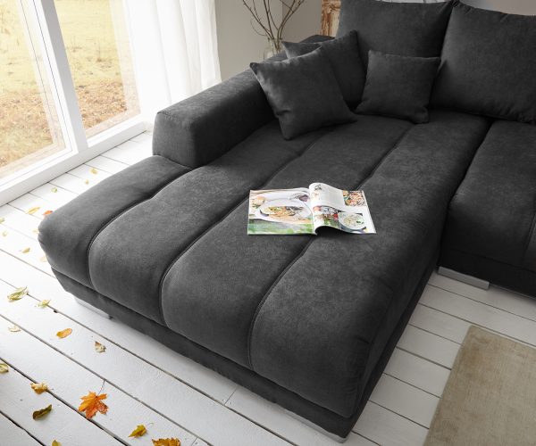 Sedací souprava Josea 300x220 cm Mikrovlákno Černá Recamiere Levá - Image 5