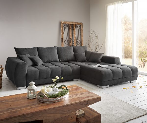 Sedací souprava Josea 300x220 cm Mikrovlákno Černá Recamiere Pravá