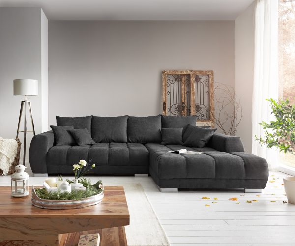 Sedací souprava Josea 300x220 cm Mikrovlákno Černá Recamiere Pravá - Image 2