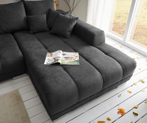 Sedací souprava Josea 300x220 cm Mikrovlákno Černá Recamiere Pravá - Image 5