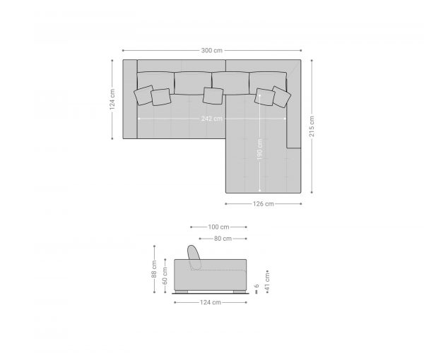 Sedací souprava Josea 300x220 cm Mikrovlákno Černá Recamiere Pravá - Image 7