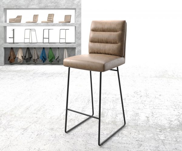 Barová židle Pela-Flex Brown Vintage Faux Leather Skid Kovový rám