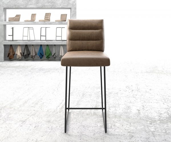 Barová židle Pela-Flex Brown Vintage Faux Leather Skid Kovový rám - Image 2