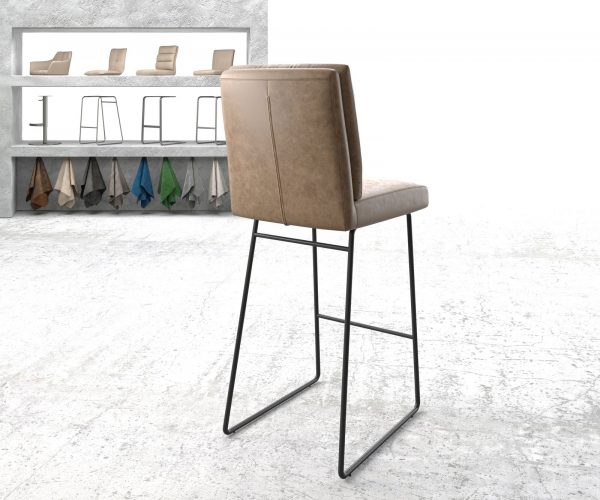 Barová židle Pela-Flex Brown Vintage Faux Leather Skid Kovový rám - Image 3