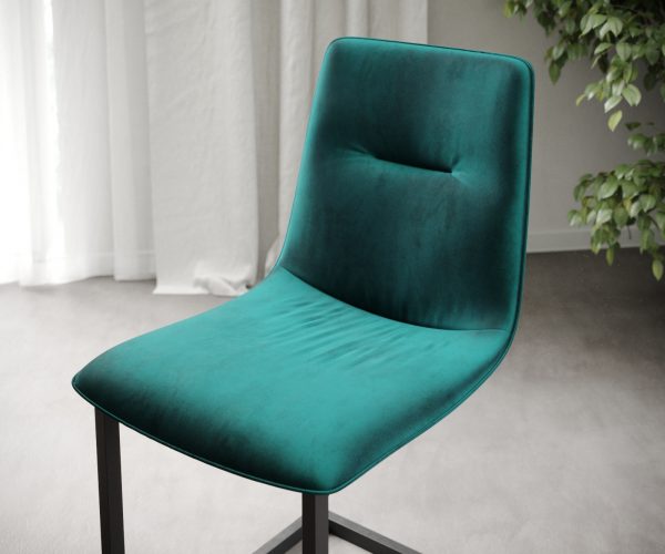 Sada 4 sametových jídelních židlí Pia Adesso Petrol Velvet Cantilever - Image 4