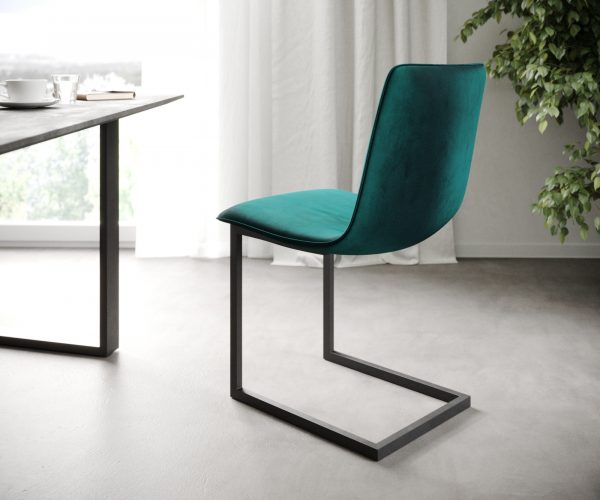 Sada 4 sametových jídelních židlí Pia Adesso Petrol Velvet Cantilever - Image 2