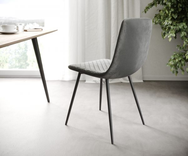 Sada 4 jídelních židlí Novi-Adesso Light Grey Velvet se 4 nohami kónického tvaru - Image 2