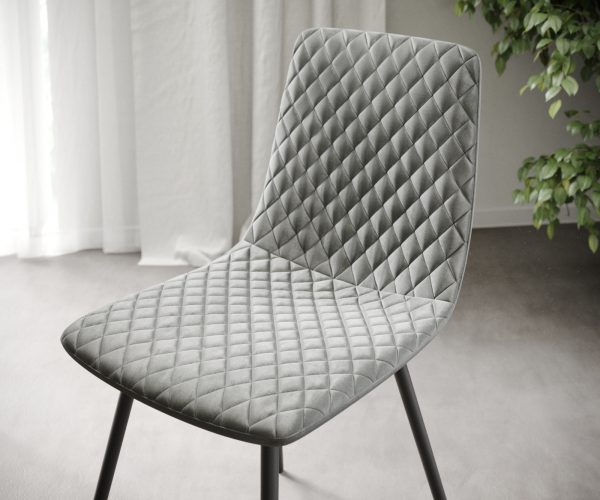 Sada 4 jídelních židlí Novi-Adesso Light Grey Velvet se 4 nohami kónického tvaru - Image 4