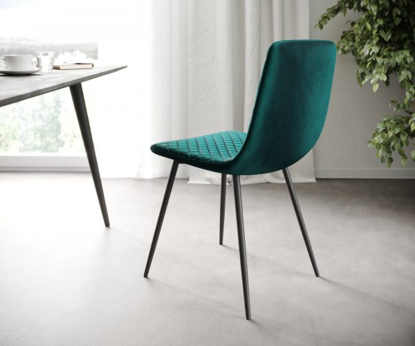 Sada 4 jídelních židlí Novi-Adesso Petrol Velvet se 4 kuželovitými nohami - Image 2