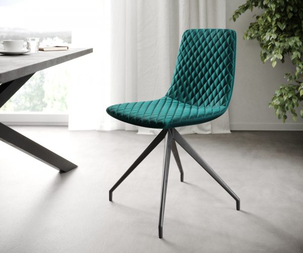 Sada 4 jídelních židlí Novi-Adesso Petrol Velvet Cross Frame Conical