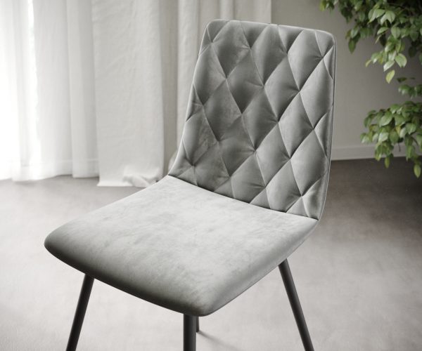 4dílná sada jídelních židlí Trado-Adesso Light Grey Velvet 4-nohá kuželovitého tvaru - Image 4