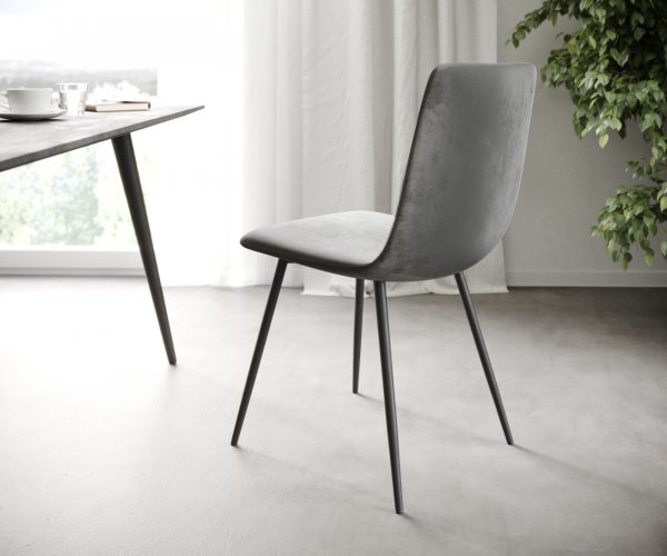 4dílná sada jídelních židlí Trado-Adesso Light Grey Velvet 4-nohá kuželovitého tvaru - Image 2