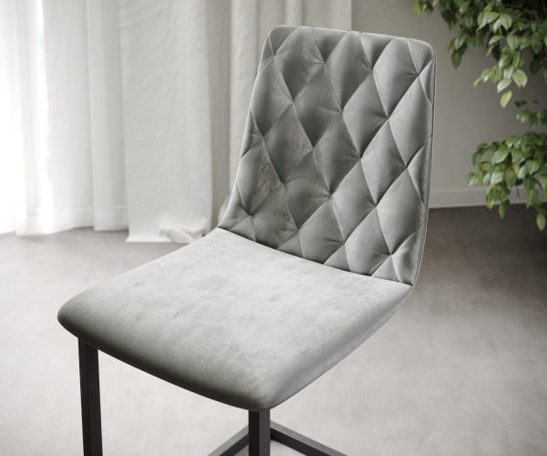 Sada 4 konzolových jídelních židlí Trado-Adesso Light Grey Velvet - Image 4