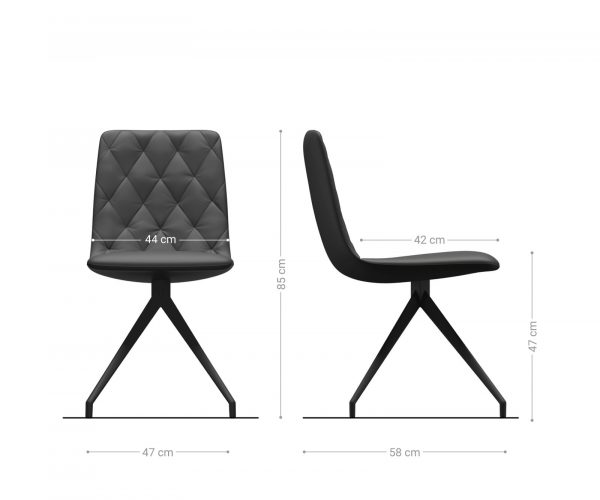 Sada 4 jídelních židlí Trado-Adesso Petrol Velvet Cross Frame Conical - Image 5