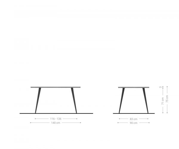 Jedálenský stôl Adesso 140x90 dub kužeľová podnož čierna - Image 7