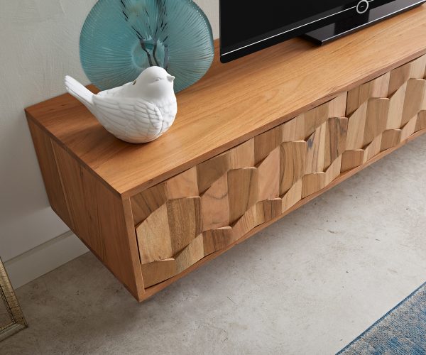 TV stolík Fevo 160 cm akácia prírodná 2 dvierka závesné - Image 5