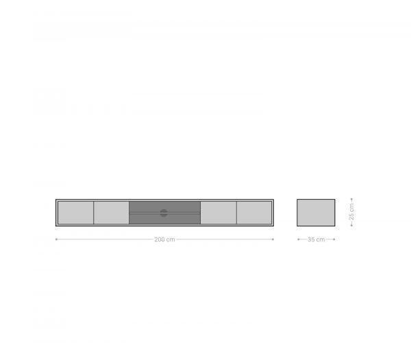 TV stolík Fevo 200 cm akáciová hnedá 2 dvierka na pántoch - Image 6