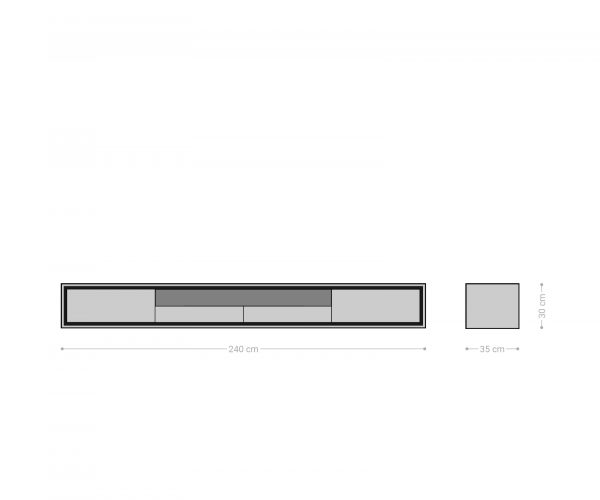 TV stolík Stonegrace 240 cm akácia prírodná 2 dvierka 1 priehradka 2 zásuvky kamenná dyha na zavesenie - Image 7