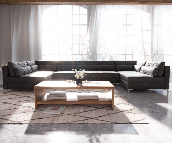 Pohovka v tvare U Elio XL 400x185 cm imitácia kože vintage antracit - Image 2