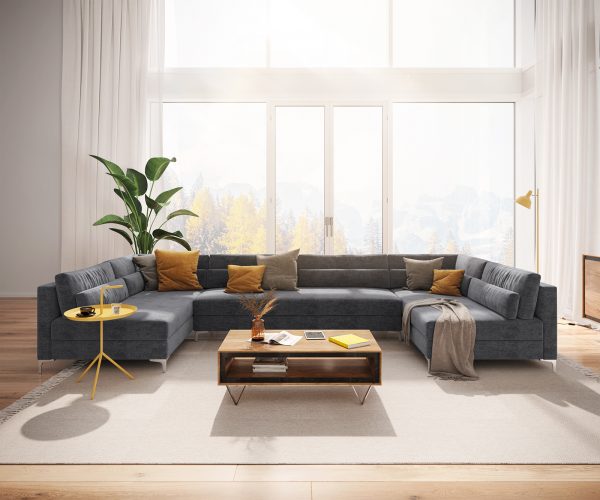 Pohovka v tvare U Elio XL 400x185 cm mikrovlákno grafit - Image 2