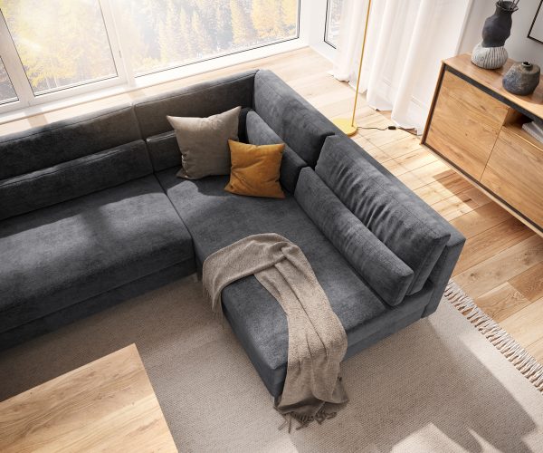 Pohovka v tvare U Elio XL 400x185 cm mikrovlákno grafit - Image 5