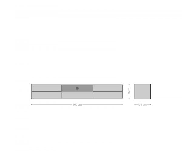 TV stolík Eloi 200x35 cm prírodná akácia 2 dvierka 1 zásuvka na zavesenie - Image 6