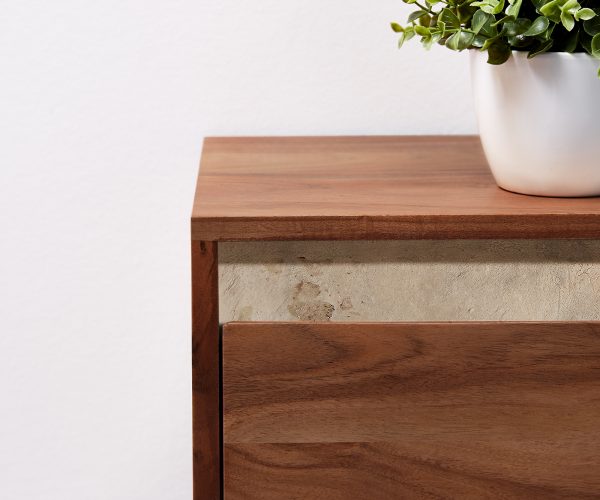 TV stolík Stonegrace 200 cm Akácia hnedá bridlica 4 zásuvky na zavesenie - Image 4