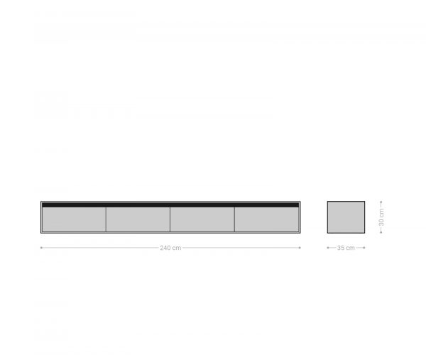 TV stolík Stonegrace 240 cm Akácia hnedá bridlica 4 dvierka výklopné - Image 5