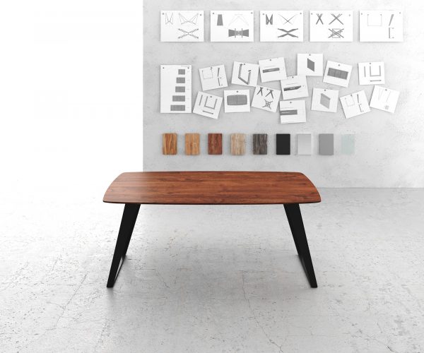 Jedálenský stôl Edge Rounded 180x90 Acacia Brown Metal Slanted Base Swiss Edge - Image 2